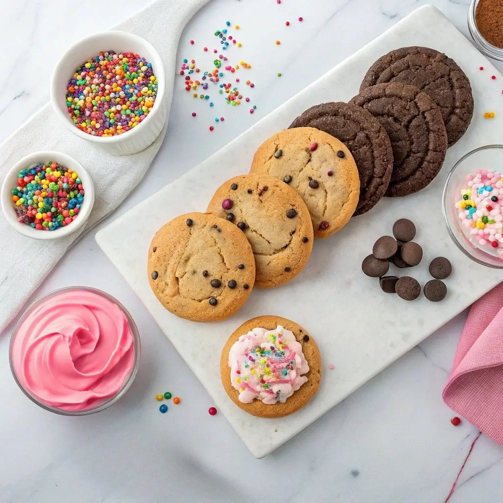 Crumbl Cookie Recipe: The Ultimate Guide to Perfect Copycat Cookies at Home 7 Freshly baked Crumbl cookies with gooey chocolate chips on a cooling rack from a homemade Crumbl cookie recipe.
