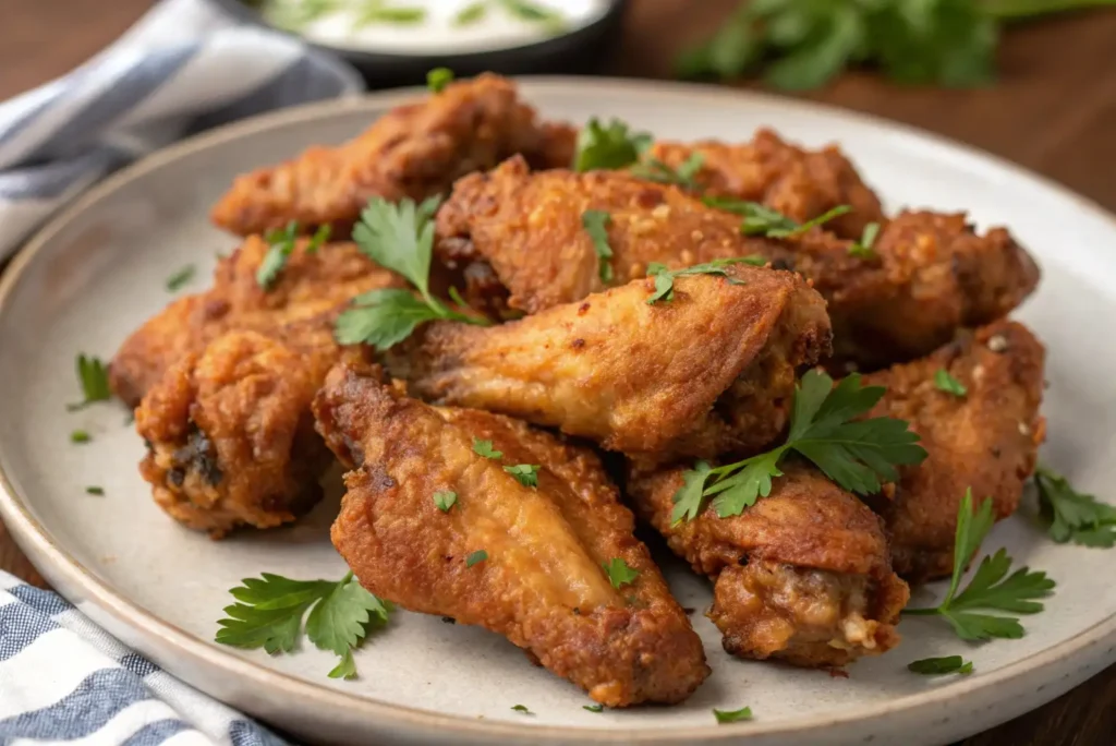 Raw chicken wings prepared on a wire rack for crispy baking in the oven.