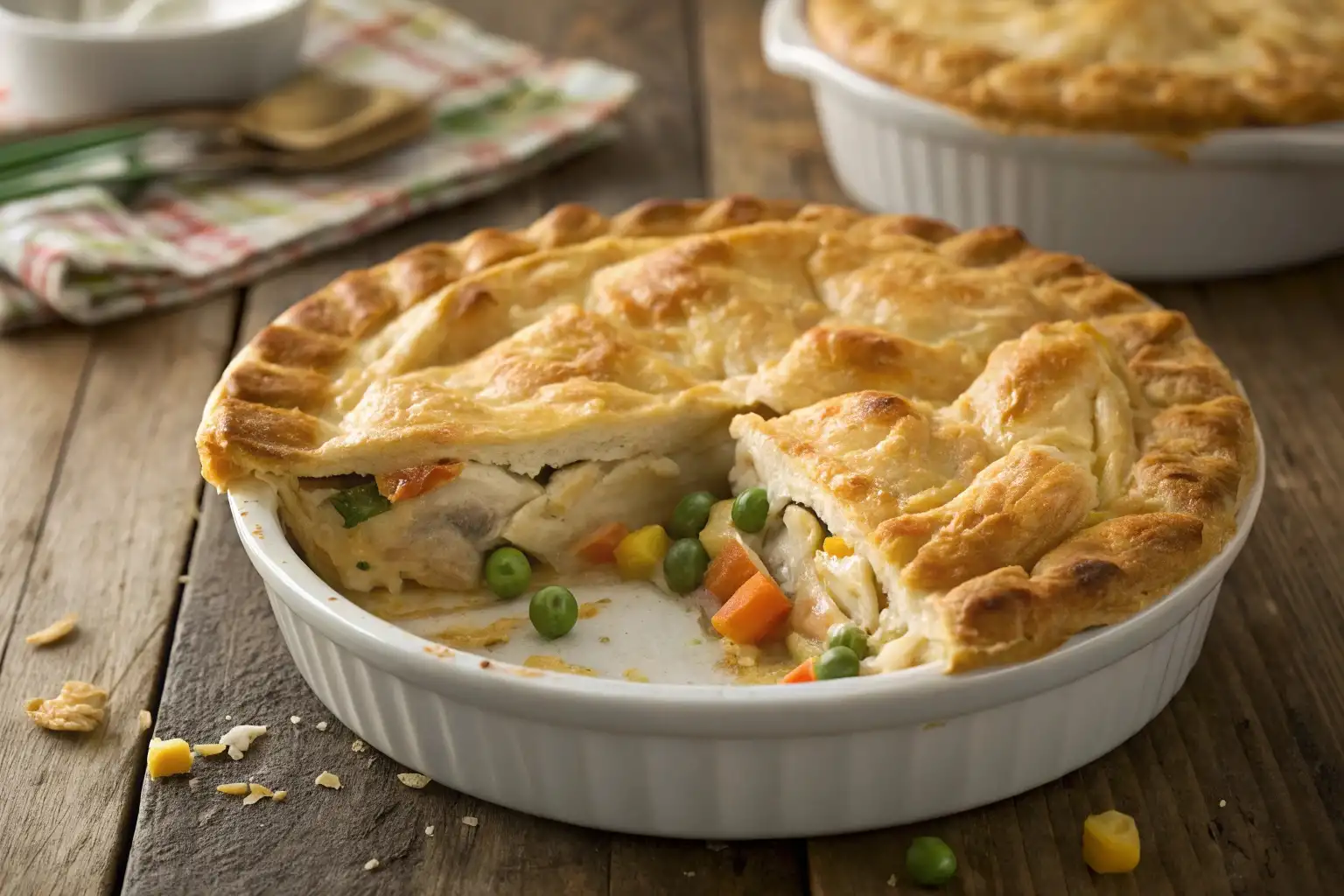 Golden, flaky Pillsbury Chicken Pot Pie fresh out of the oven with a creamy filling.